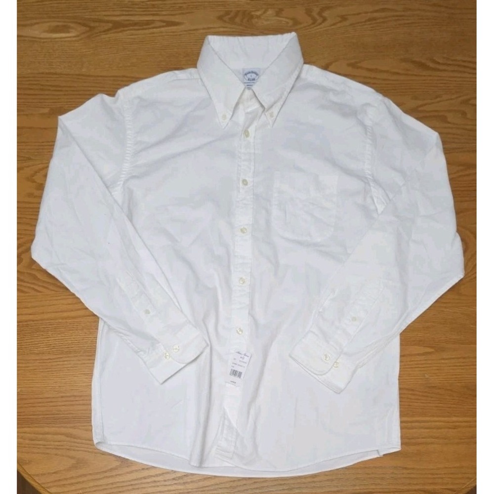 Brooks Brothers The Original Polo Shirt Regular White Mens L 100% Cotton